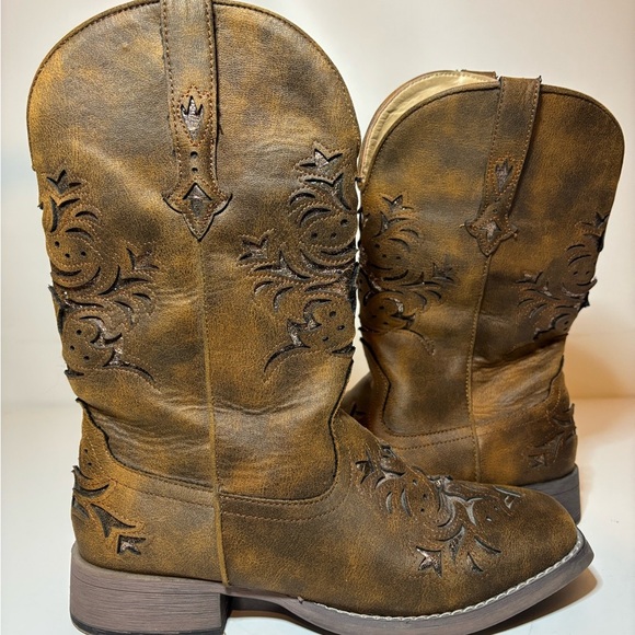 Roper Women's Sz 8 Kennedy Western Boot Broad Square Toe 09-021-1903-2583 Brown - Picture 5 of 8